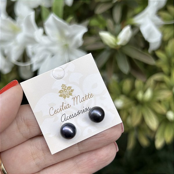 Brinco pérola natural negra