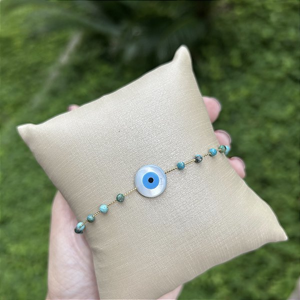 Pulseira turquesa e olho grego G