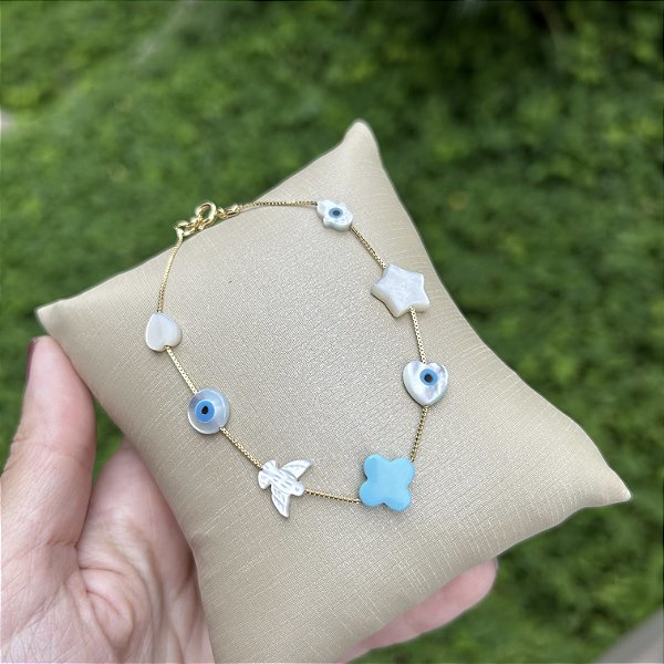 Pulseira mix pingentes