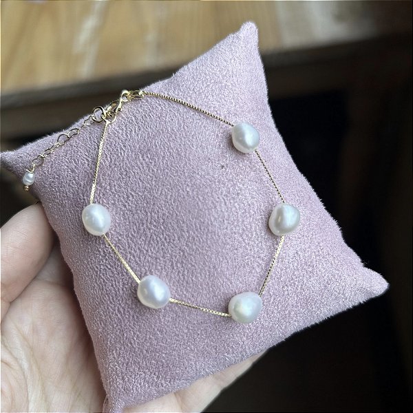 Pulseira pérolas arroz orgânicas médias