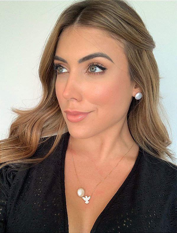 Escapulário Espirito Santo de madrepérola e pérola moeda