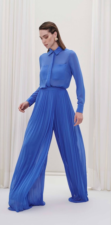 Calça Pantalona Plissada Maracujá