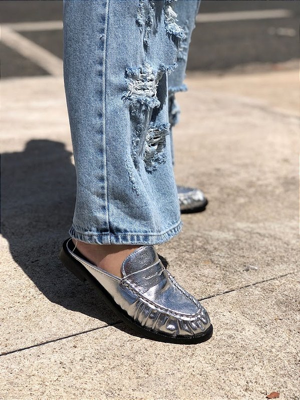 Mule Penny Loafer em couro Luiza Barcelos