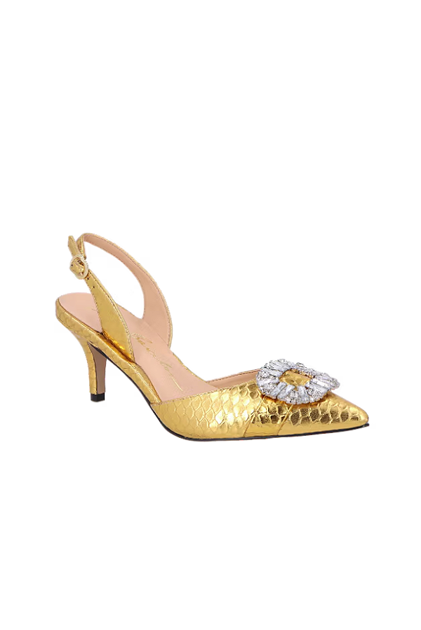 Scarpin de Salto Médio em Verniz com Cristais Luiza Barcelos