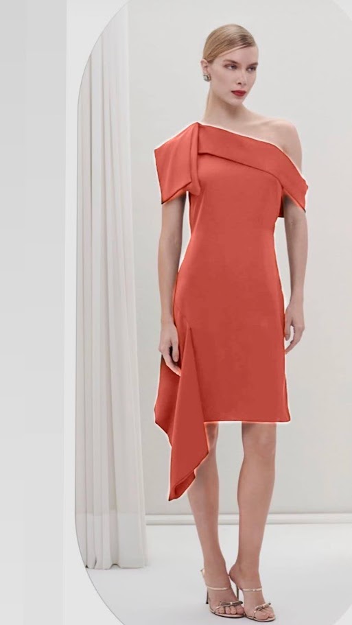 Vestido Curto Ombro Só com Drapeado – Maracujá Oficial