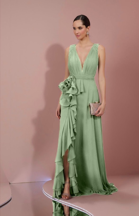 Vestido Longo Festa Corpo Drapeado Fleche D'Or