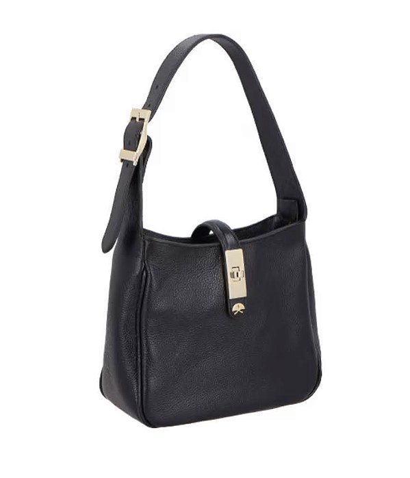 Bolsa Pequena em Couro com Fecho e Alça Regulável Luiza Barcelos