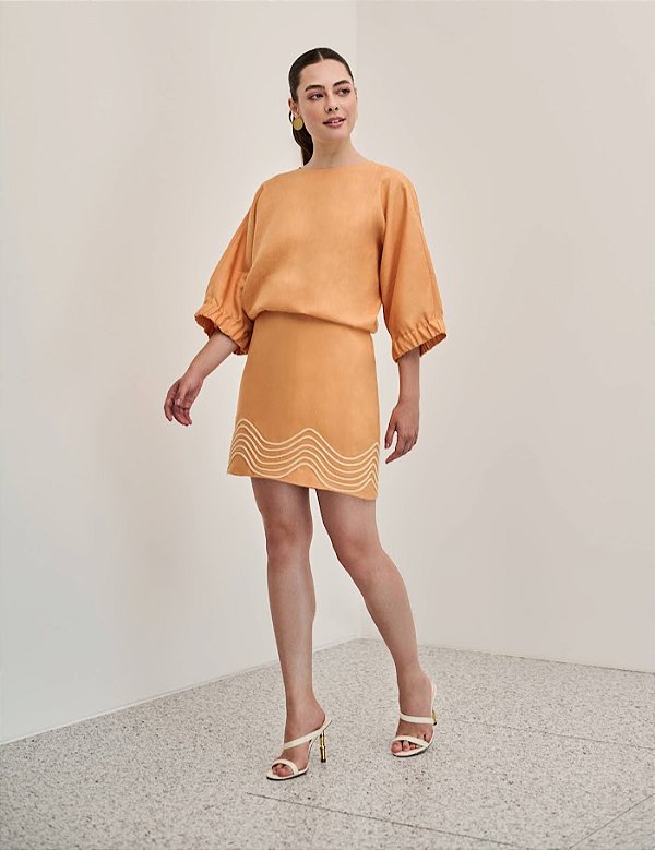 Vestido Blusado Linho Puro Bordado 613 Oficial