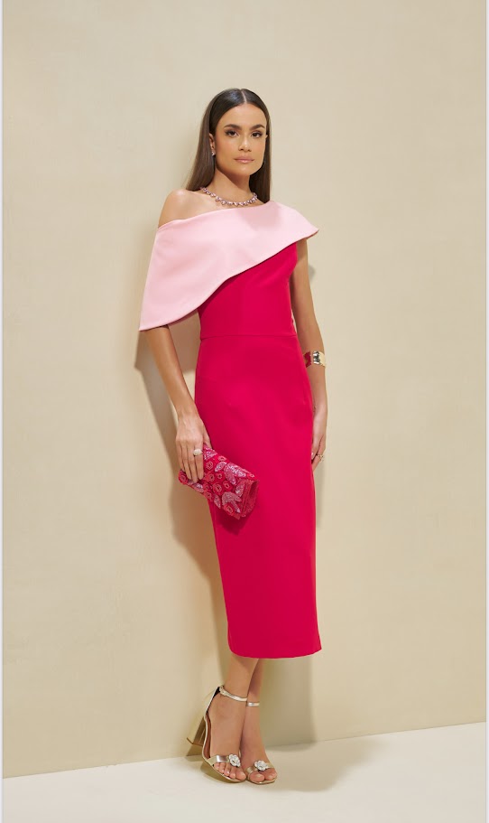 Vestido Midi Casual Chic Bicolor Fleche D’Or