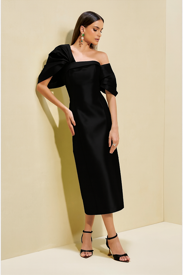 Vestido Midi Tubo Ombro a Ombro Fleche D’Or