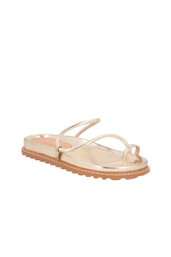 Sandália Papete de Dedo Tratorada Metalizada Luiza Barcelos