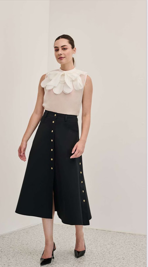 Saia Midi de Alfaiataria em Sarja 100% Algodão 613  oficial