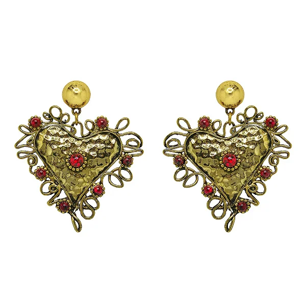 Brinco Longo  Coração Vintage  Rosana Bernardes