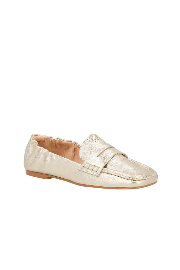 Mocassim em Couro Metalizado com Detalhe de Fivela Luiza Barcelos