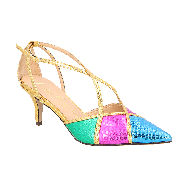 Scarpin Slingback Salto Médio Multicor Luiza Barcelos