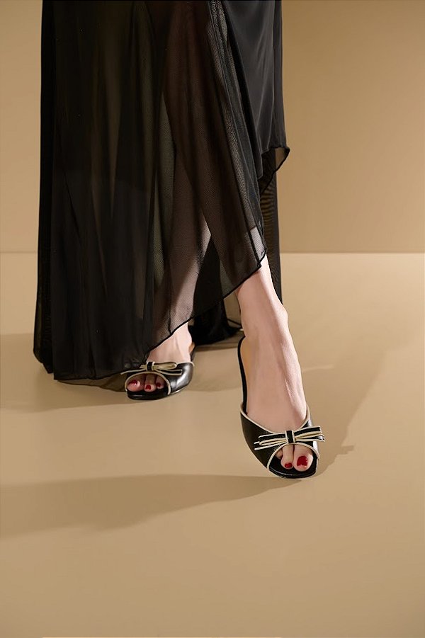 Rasteira Bicolor Detalhe Laço Luiza Barcelos