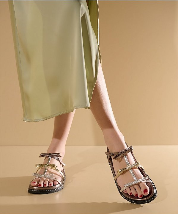 Papete em Couro Metalizado com Laços Luiza Barcelos