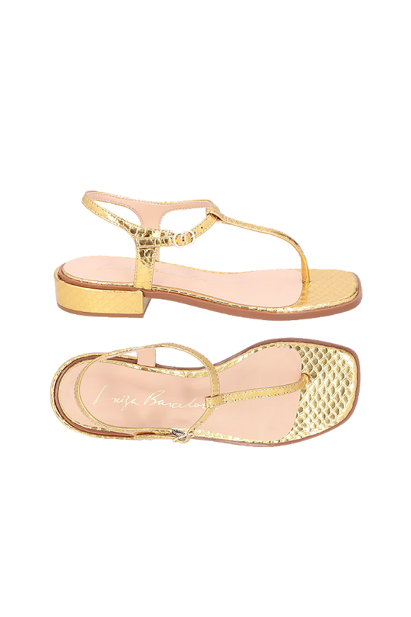 Rasteira em Couro Cobra com Tira de Dedo Luiza Barcelos