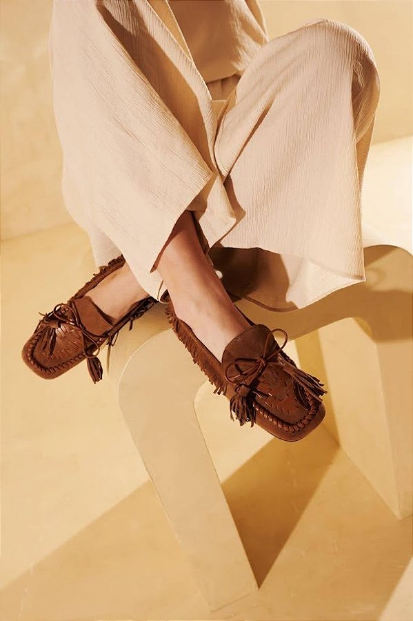 Mocassim em Camurça com Franjas Luiza Barcelos