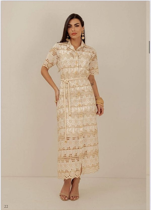 Chemisier Manga Curta Renda Guipir Zione Brand