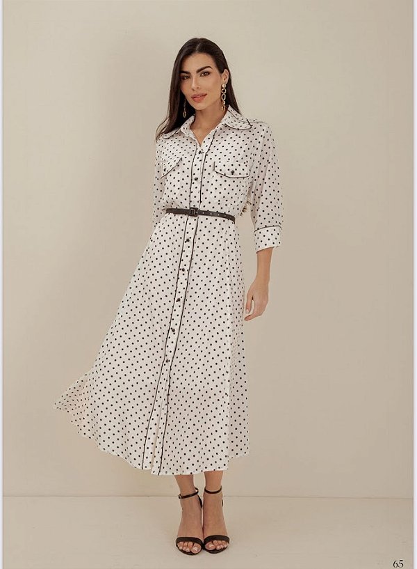 Chemisier Midi Poá Zione Brand