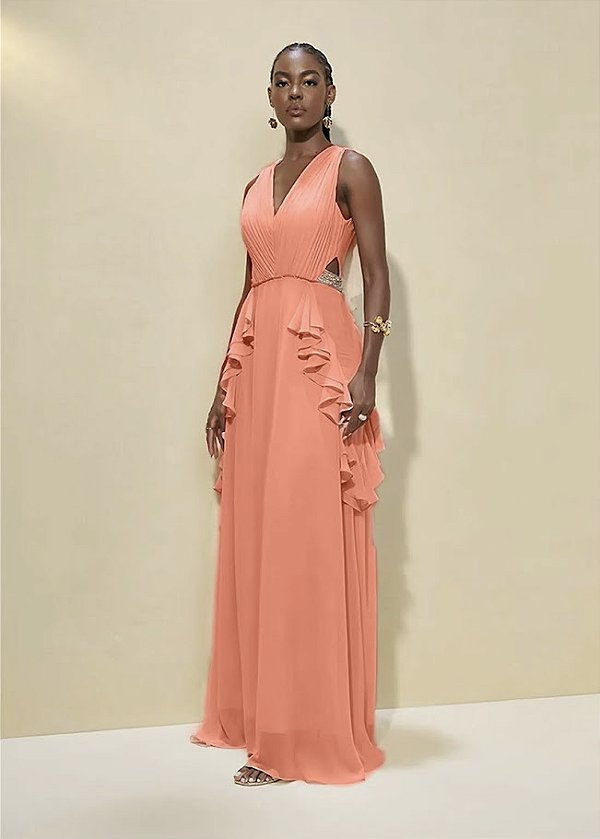 Vestido Drapeado com Recortes Fleche D'or