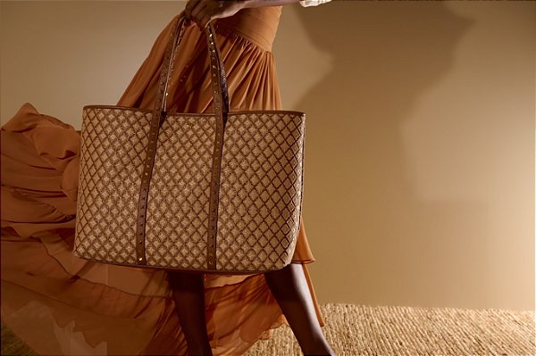 Bolsa Shopping Grande em Couro e Palha Rebites Luiza Barcelos