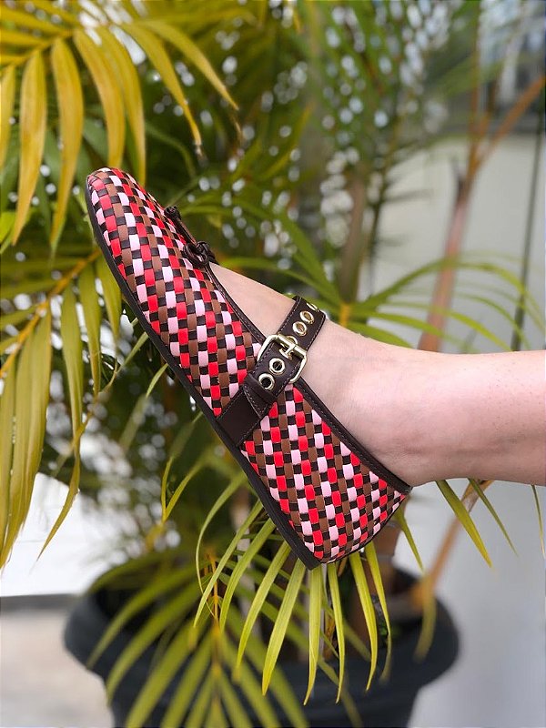 Sapatilha em Couro Trama Multicor Luiza Barcelos