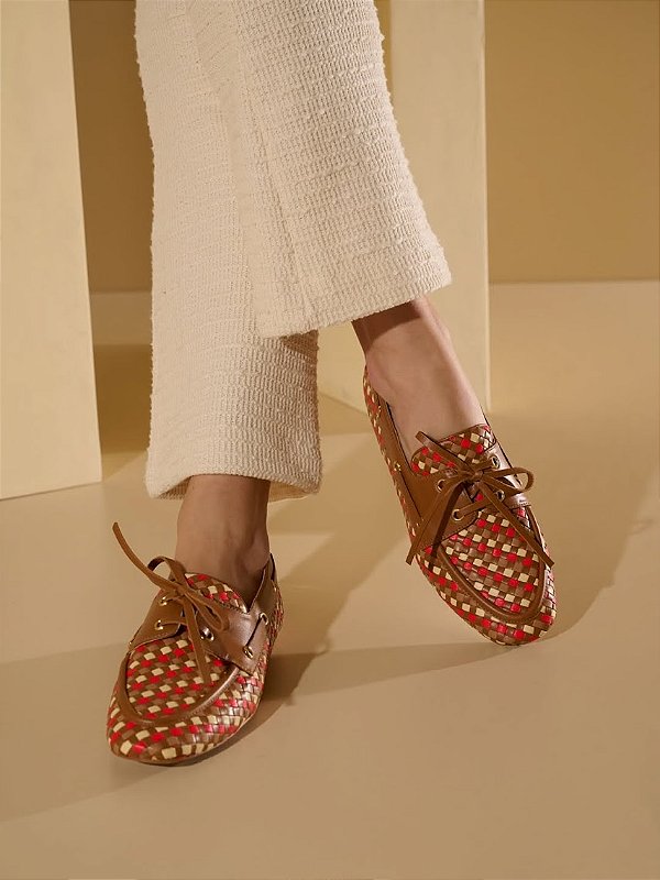 Mocassim Tramado em Couro Luiza Barcelos