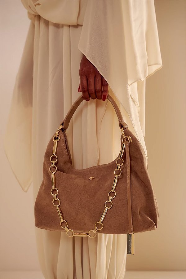 Bolsa Média em Camurça com Corrente Luiza Barcelos