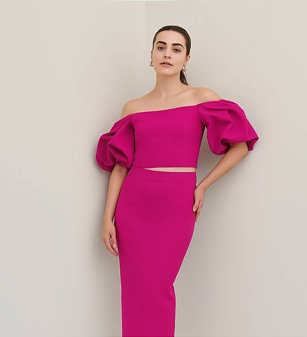 Conjunto Sarja Saia e Cropped