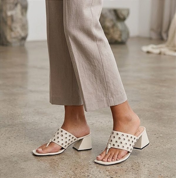 Mule Salto Bloco em Couro Luiza Barcelos