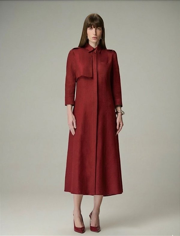 Chemise Midi 100% Linho Detalhe Sobreposto 613 Oficial