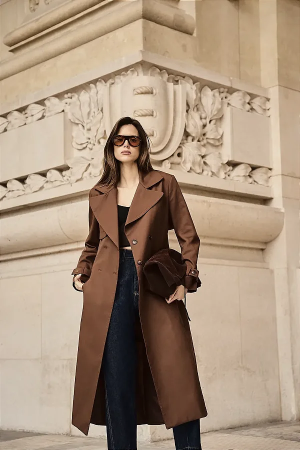 Trench Coat Marrom Skunk