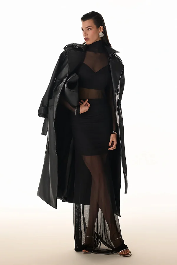 Trench Coat Eco Couro Fleche D'or Caramelo