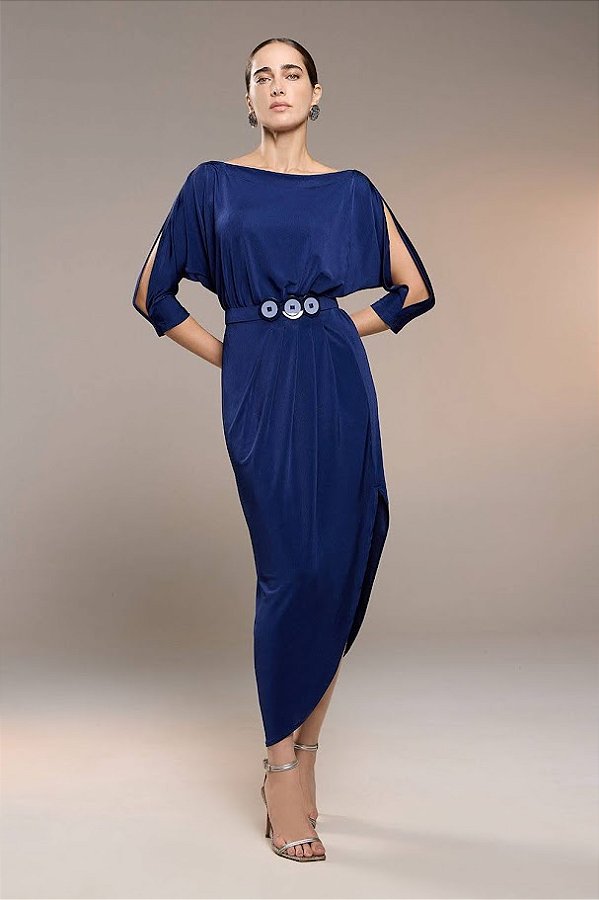 Vestido Reto Malha com Cinto Thamara Capelão