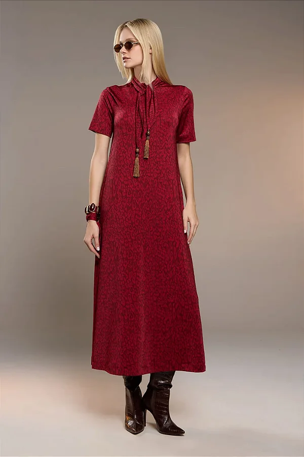 Vestido Malha Estampa Onça Thamara Capelão