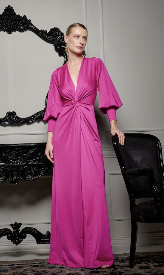Vestido Classico Drapeado em Jersey Fleche D'or