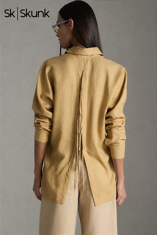 Camisa Cambraia Caqui Amarração nas Costas Skunk Brasil