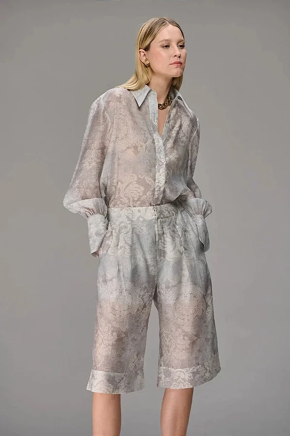Camisa Feminina Organza Texture Caos Moda