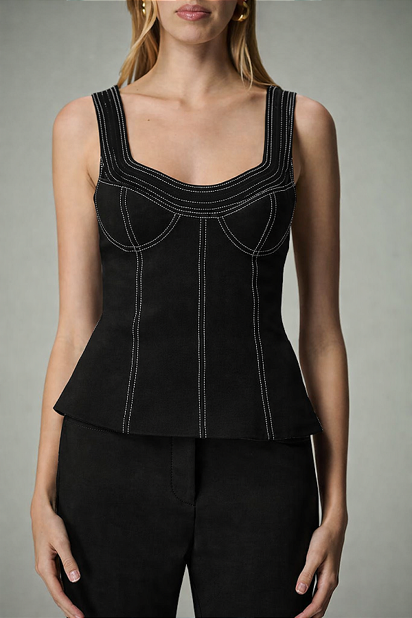 Top Pespontado Sarja 100% Algodão