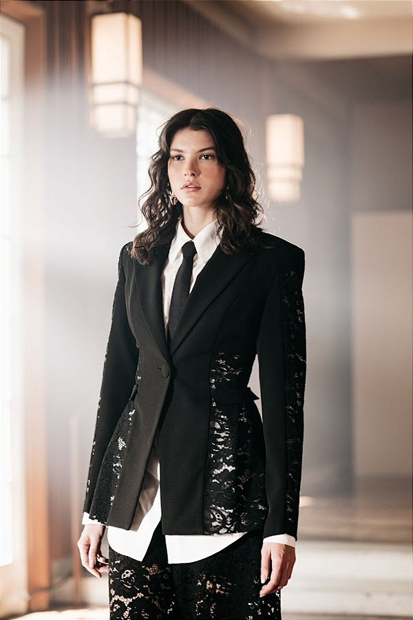 Blazer Detalhe Renda Skazi