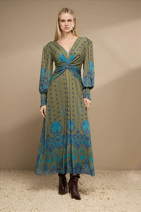 Vestido Longo Festa Estampa Paisley Thamara