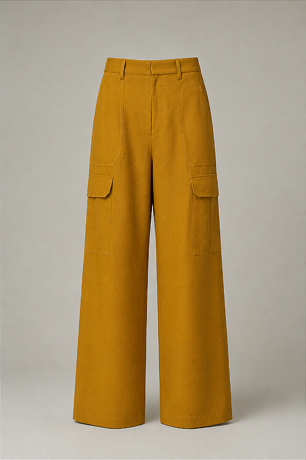 Calça Feminina Cargo em Linho Natural 613 Oficial