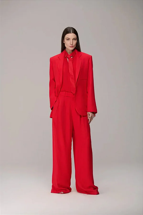 Conjunto Alfaiataria Blazer e Calça Wide Leg Caos Moda