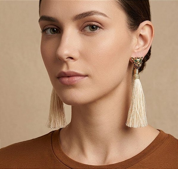 Brinco Tassel Pantera Imperial Rosana Bernardes