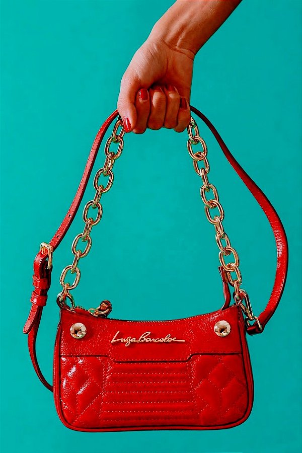 Bolsa Pequena em Couro com Alça de Corrente Luiza Barcelos