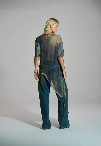 Blusa Tule Assimétrica Caos Moda Feminina