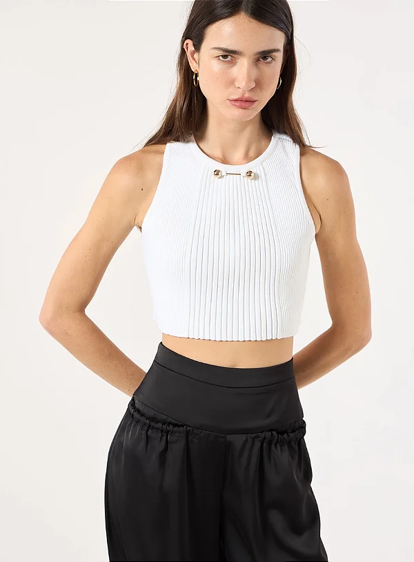 Blusa Tricot Detalhe Metal Skazi
