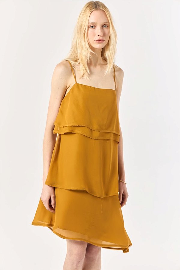 Vestido Chiffon Curto Camadas Skazi